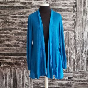EILEEN Fisher Vivid Blue knit Cardigan sweater Large EUC